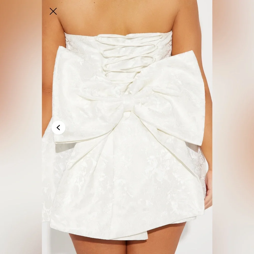 Elegant Ivory Strapless Micro Mini Dress - Picture 3 of 4